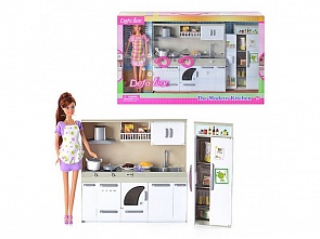 Набор Defa - Современная кухня в комплекте с куклой, 2 вида (Defa Lucy, 6085d)